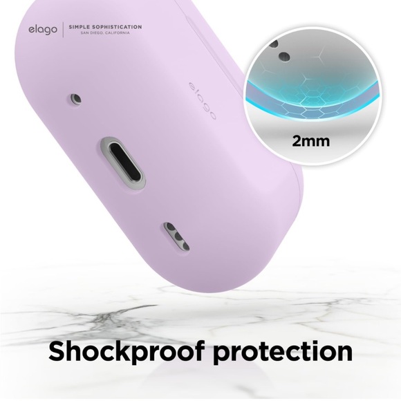 Silicone Protective Case Cover Compatible with Apple AirPods Pro 2nd [Lavender] - Picture 5 of 7